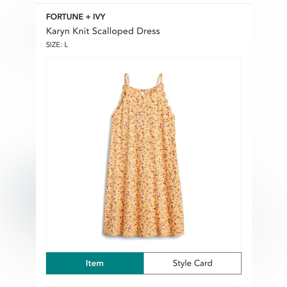 The General Good, scalloped dress, yellow with little red flowers, super cute!